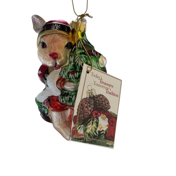Fitz Floyd Lodge Rabbit Ornament Christmas Tree Winter Blown Glass Original Box - Picture 3 of 7